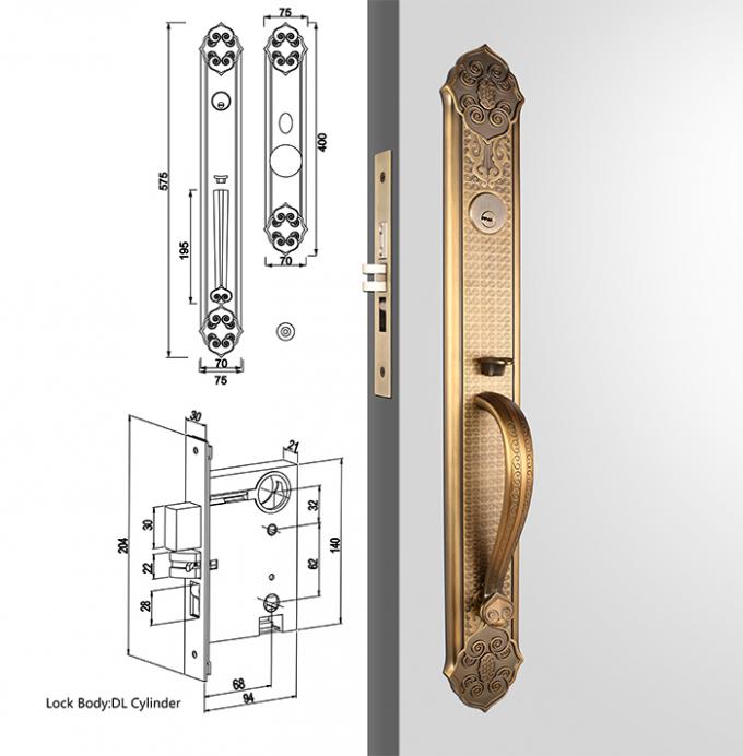 Alavanca padrão americana de bronze antiga Locksets do fechamento de Handleset da entrada do cilindro