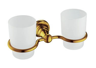 Acessório de banheiro dourado porta-tumbler duplo parede montar duas xícaras