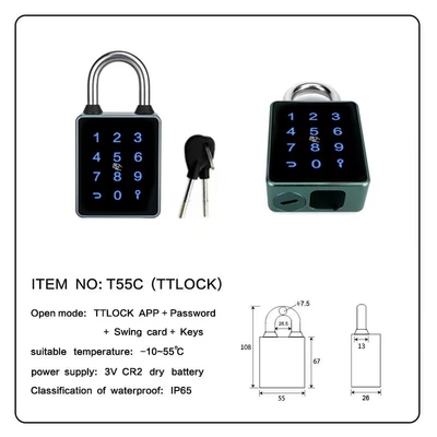 Bluetooth PadLock com touchscreen para cortina porta vedação porta porta de extransão