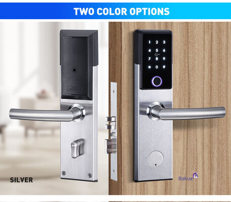 Bluetooth Fireproof Smart Door Lock Prata preta com código de cartão impressão digital APP WiFi Peso bruto 285Kg Sistema de entrada segura