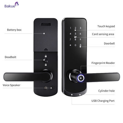 60min resistente ao fogo Fits espessura da porta 38 a 50mm 60min bloqueio de porta inteligente resistente ao fogo com WiFi eKey APP dispositivo de gerenciamento de acesso de controle remoto
