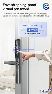 Fechadura de Porta com Impressão Digital em Alumínio com Sistema de Controle de Acesso Operado por 4 pilhas AA para Proteção Aprimorada Fechadura Digital Inteligente