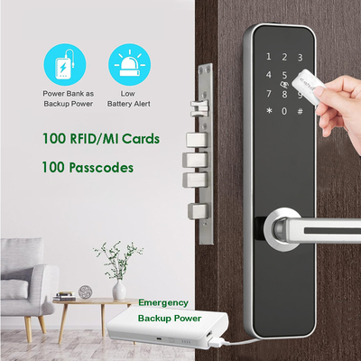 Combinação Smart Door Lock Controle remoto para porta da frente Prateado/Negro opcional