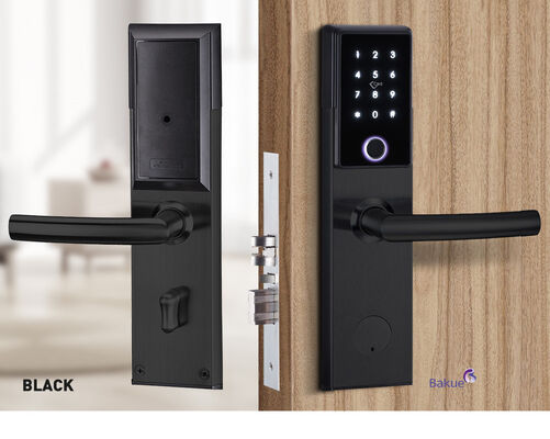 Bluetooth Fireproof Smart Door Lock Prata preta com código de cartão impressão digital APP WiFi Peso bruto 285Kg Sistema de entrada segura