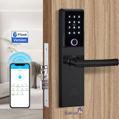 Fechadura de porta inteligente WiFi conectada para porta de entrada com cartão de código APP Bluetooth impressão digital e métodos de controle de chave mecânica